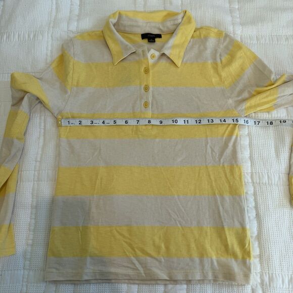 NEW J Crew Shirt Women’s Small Butter Yellow Rugby Striped Polo Knit Y2K Preppy - Picture 12 of 14